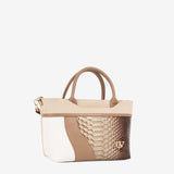 CV by Cavalinho designer handbag in beige and white with patent leather croc-effect detailing SKU 16280635.31 #color_beige / white, beige / blanc, bege / branco