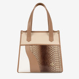CV by Cavalinho beige and white tote bag with croc-effect patent leather detailing SKU 16280649.31 #color_beige / white, beige / blanc, bege / branco