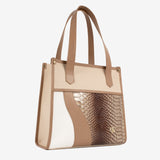 CV by Cavalinho beige and white tote bag with croc-effect patent leather detailing SKU 16280649.31 #color_beige / white, beige / blanc, bege / branco