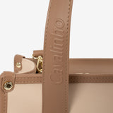 CV by Cavalinho beige and white tote bag with croc-effect patent leather detailing SKU 16280649.31 #color_beige / white, beige / blanc, bege / branco
