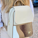 CV by Cavalinho beige and white backpack with croc-effect patent leather detailing SKU 16280653.31 #color_beige / white, beige / blanc, bege / branco