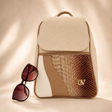 CV by Cavalinho beige and white backpack with croc-effect patent leather detailing SKU 16280653.31 #color_beige / white, beige / blanc, bege / branco