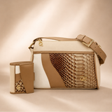 CV by Cavalinho beige and white crossbody bag with croc-effect patent leather SKU 16280654.31 #color_beige / white, beige / blanc, bege / branco