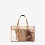CV by Cavalinho beige and white handbag with croc-effect patent leather detailing SKU 16280655.31 #color_beige / white, beige / blanc, bege / branco