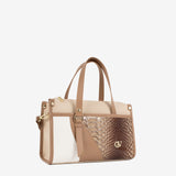 CV by Cavalinho beige and white handbag with croc-effect patent leather detailing SKU 16280655.31 #color_beige / white, beige / blanc, bege / branco