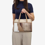 CV by Cavalinho beige and white handbag with croc-effect patent leather detailing SKU 16280655.31 #color_beige / white, beige / blanc, bege / branco