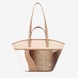 CV by Cavalinho designer boat handbag in beige and white with patent leather croc-effect detailing SKU 16280656.31 #color_beige / white, beige / blanc, bege / branco