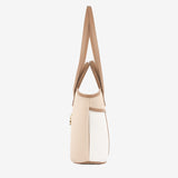 CV by Cavalinho designer boat handbag in beige and white with patent leather croc-effect detailing SKU 16280656.31 #color_beige / white, beige / blanc, bege / branco