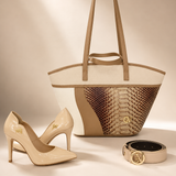 CV by Cavalinho designer boat handbag in beige and white with patent leather croc-effect detailing SKU 16280656.31 #color_beige / white, beige / blanc, bege / branco