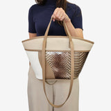 CV by Cavalinho designer boat handbag in beige and white with patent leather croc-effect detailing SKU 16280656.31 #color_beige / white, beige / blanc, bege / branco