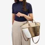 CV by Cavalinho designer boat handbag in beige and white with patent leather croc-effect detailing SKU 16280656.31 #color_beige / white, beige / blanc, bege / branco