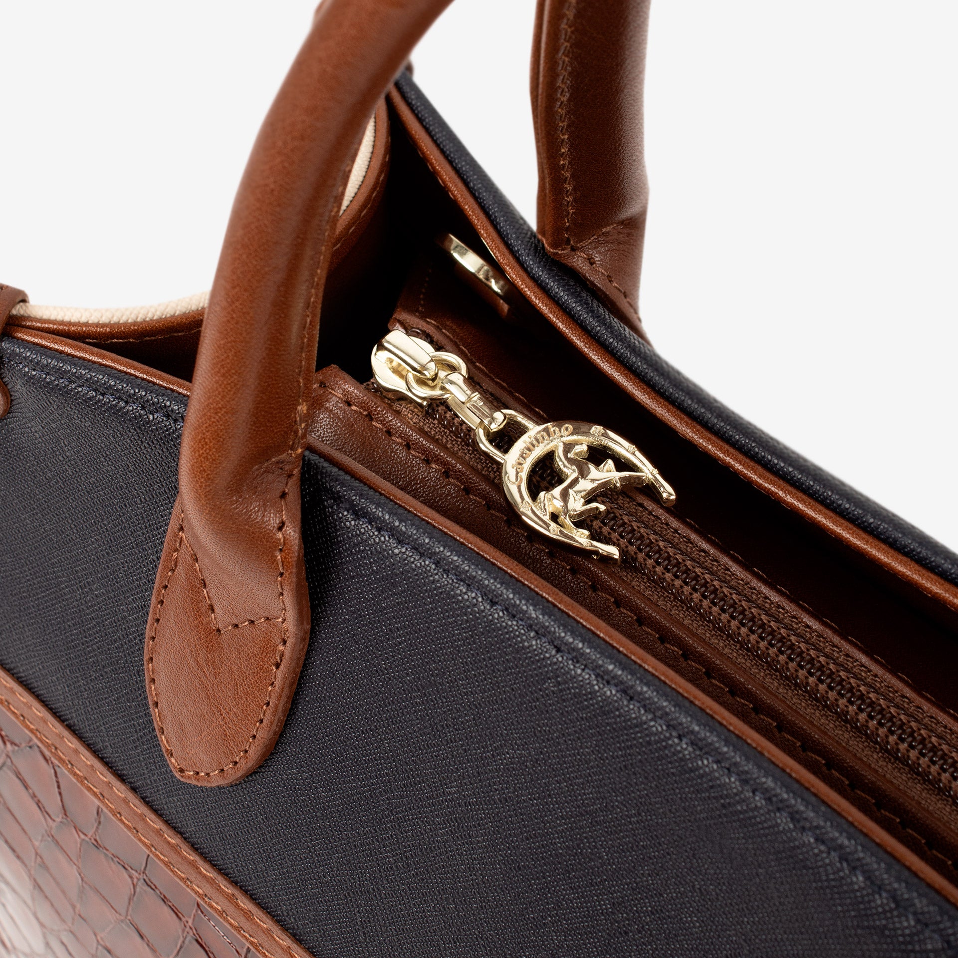 Essence Handbag SKU 16310480.48 #color_saddlebrown / beige / navy