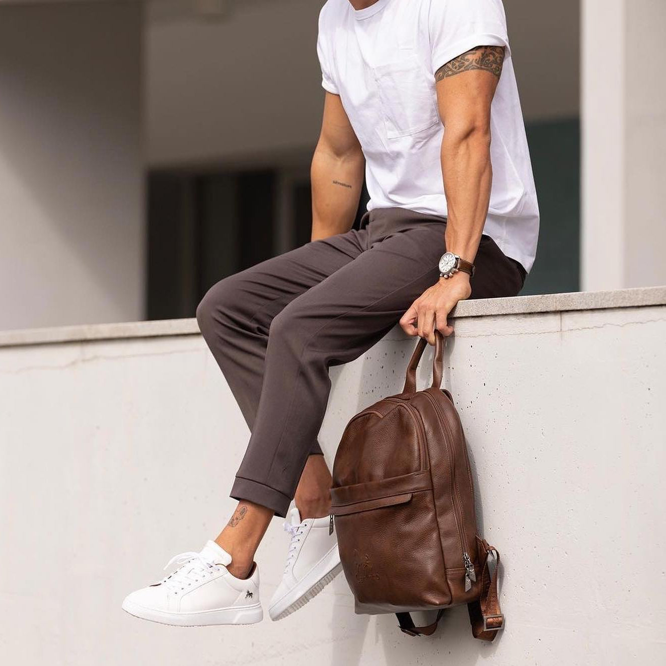 Cavalinho El Estribo Leather Backpack SKU 18040384.13 #color_SaddleBrown, black