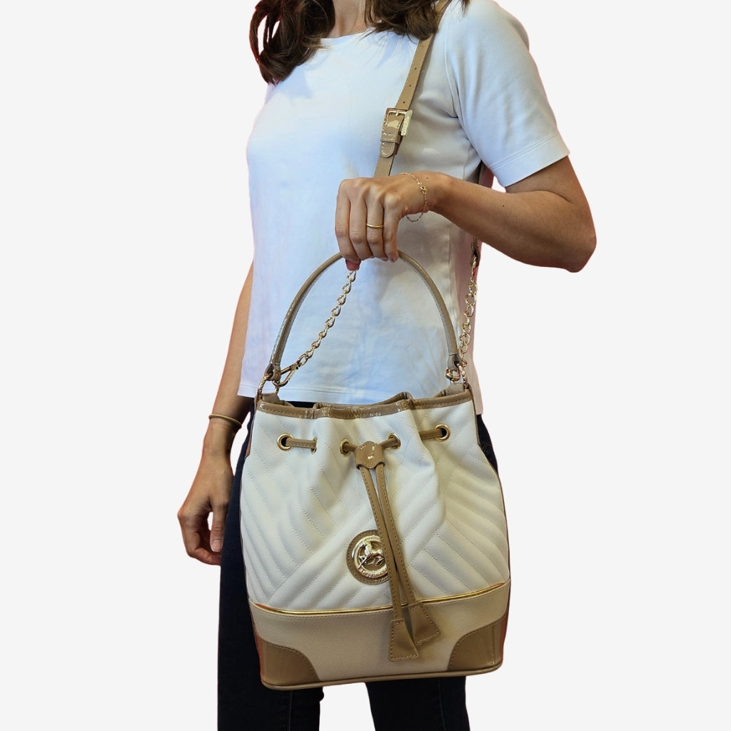 Cavalinho Ciao Bella Bucket Bag SKU 18060281.31 #color_beige / white