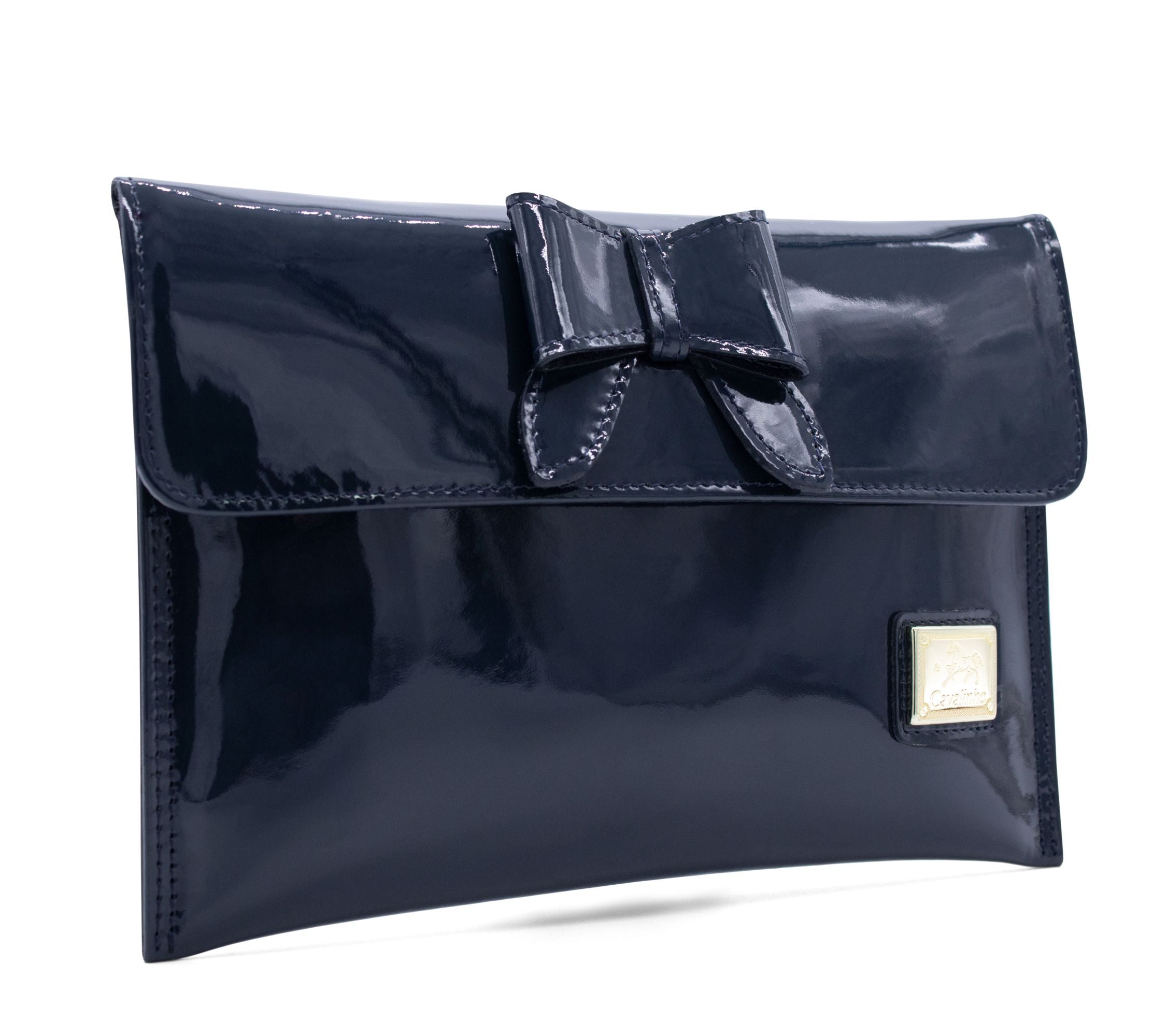 Navy patent leather clutch bag sale