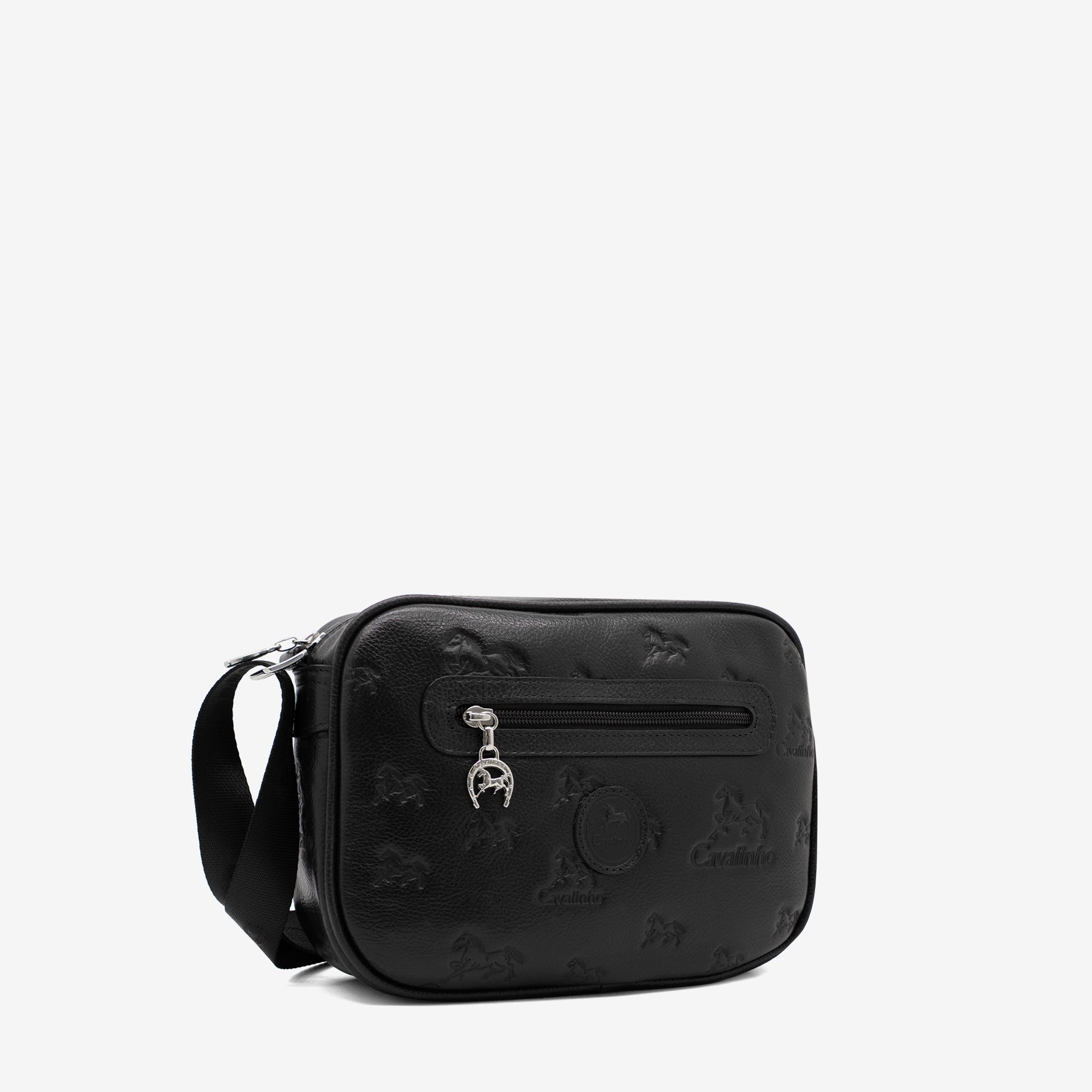 Cavalinho Cavalo Lusitano Black Leather Crossbody Bag for Women SKU 18090190.01 #color_Black