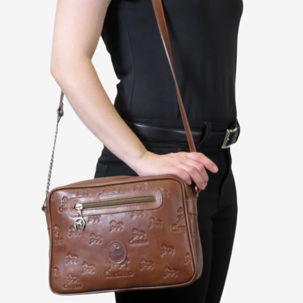 Cavalinho Cavalo Lusitano Leather Crossbody Bag SKU 18090251.13 #color_saddlebrown