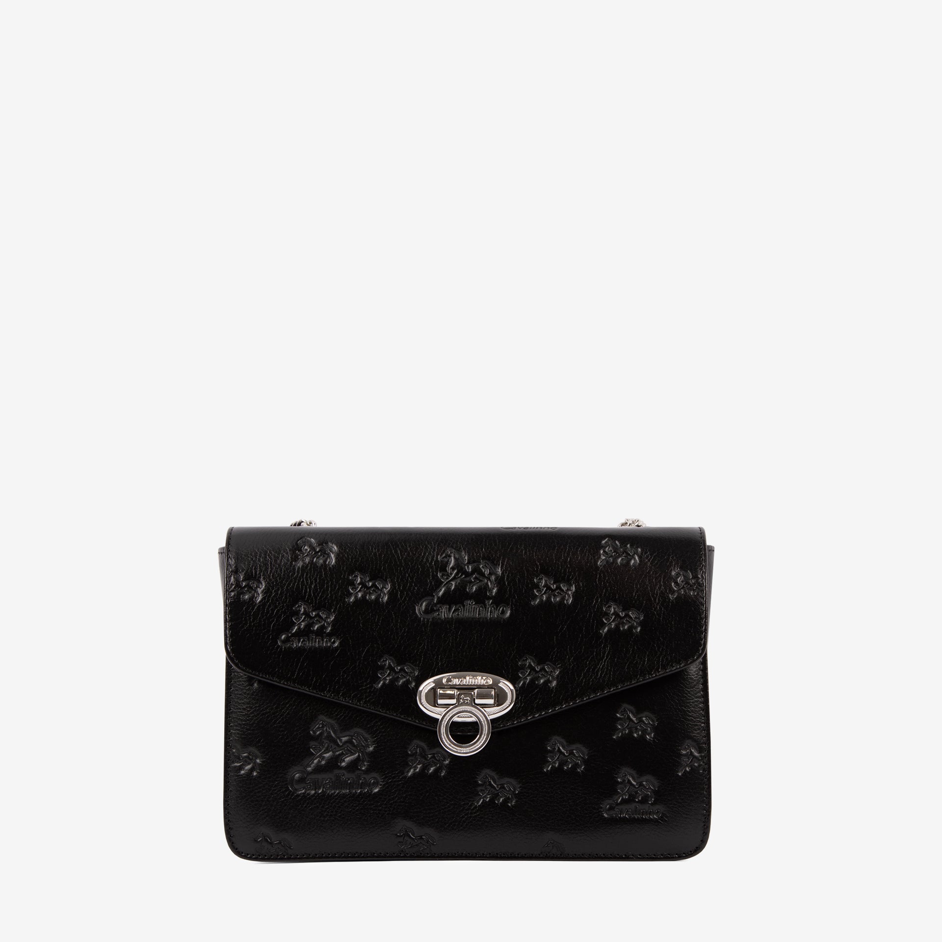 Cavalinho Cavalo Lusitano Black Leather Shoulder Bag SKU 18090260.01 #color_black