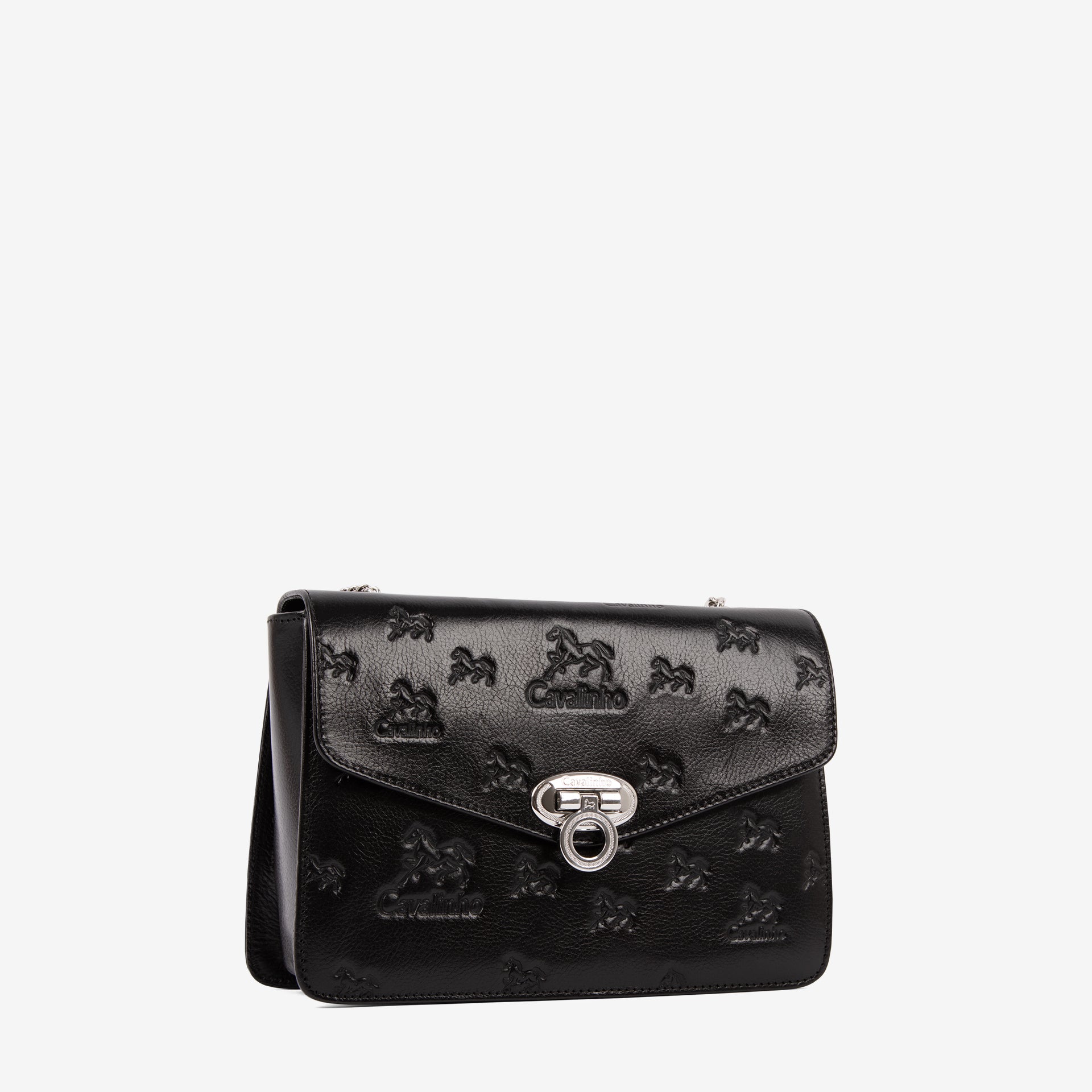 Cavalinho Cavalo Lusitano Black Leather Shoulder Bag SKU 18090260.01 #color_black