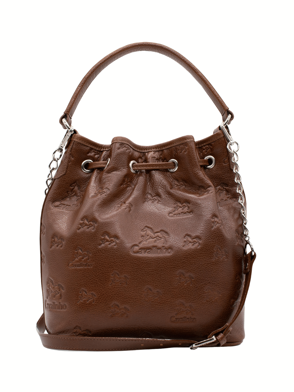 Cavalinho Cavalo Lusitano Leather Bucket Bag sku 18090281.13 #color_saddlebrown