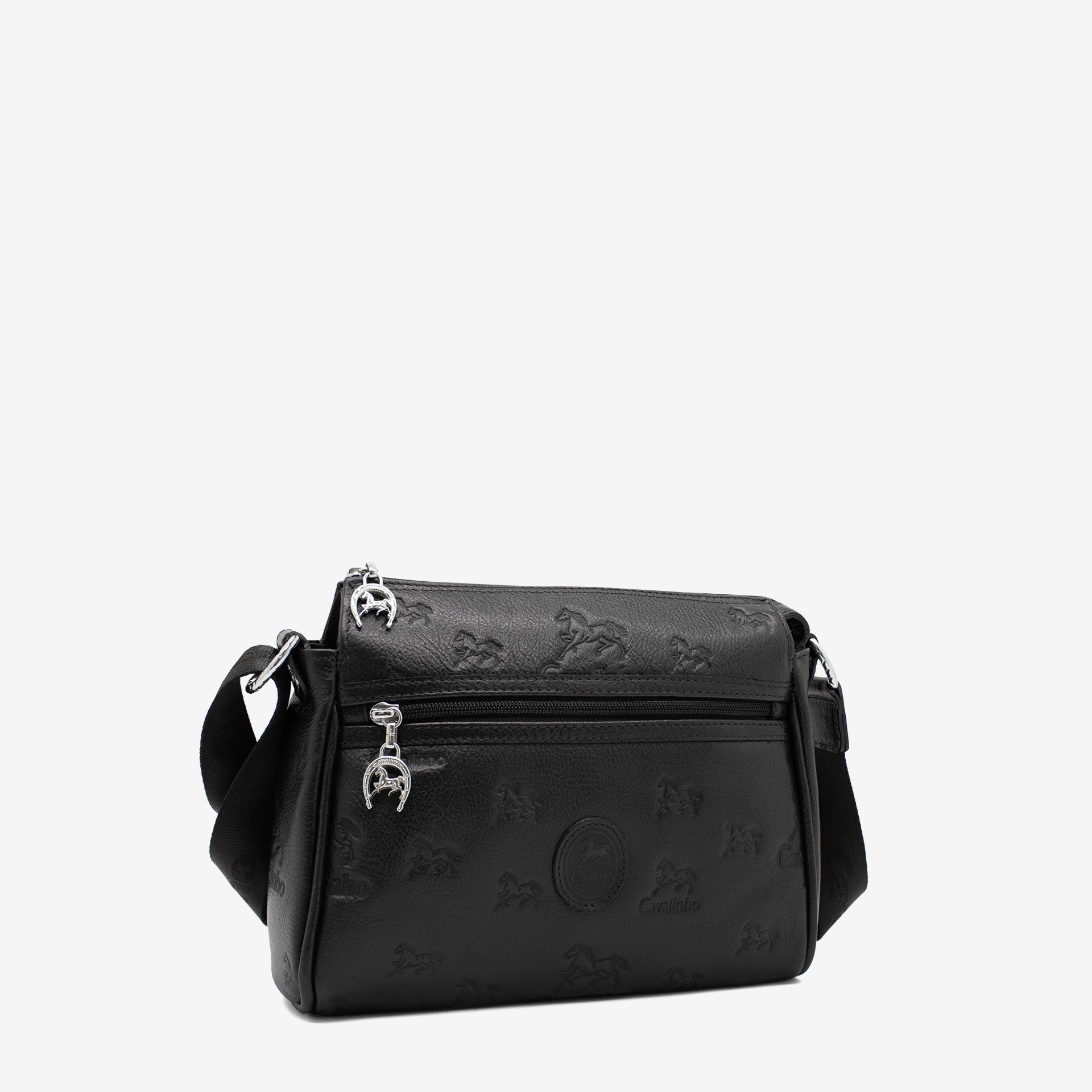 Cavalinho Cavalo Lusitano Black Leather Crossbody Bag SKU 18090373.01 #color_black