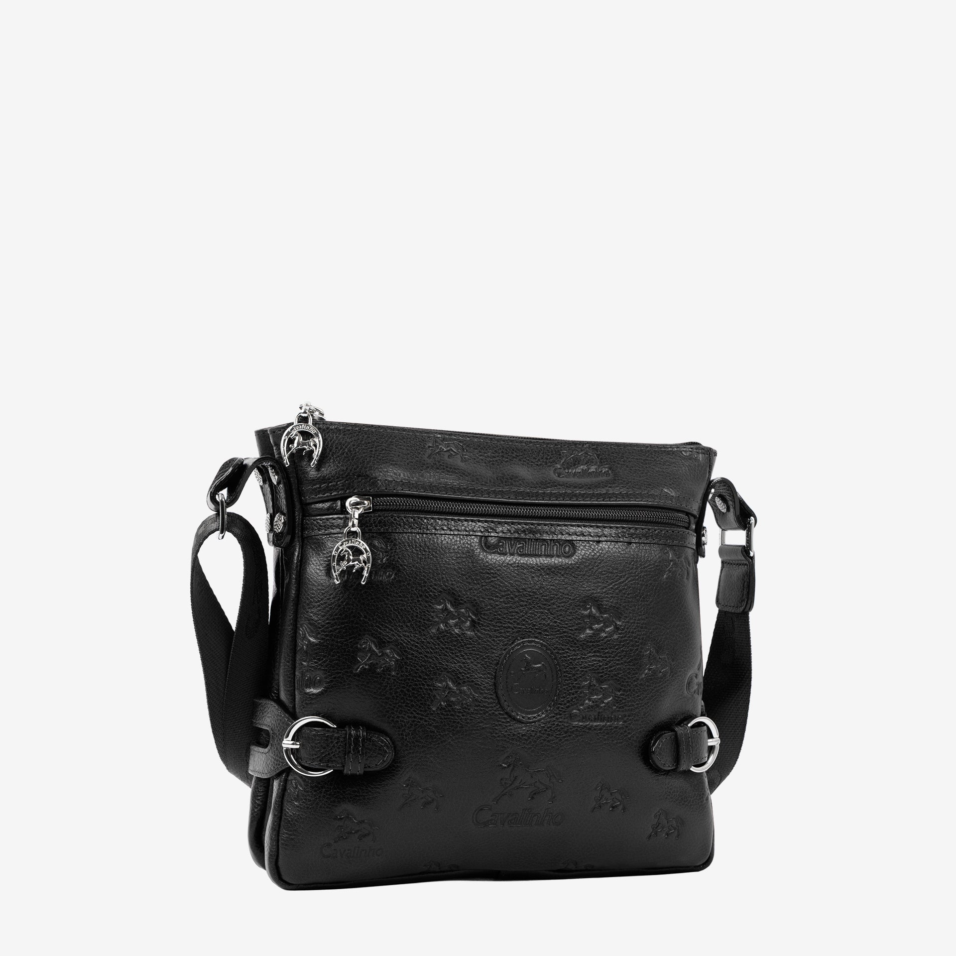 Cavalinho Black Cavalo Lusitano Leather Crossbody Bag SKU 18090390.01 #color_black