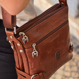 Cavalinho Brown Cavalo Lusitano Leather Crossbody Bag SKU 18090390.13 #color_saddlebrown