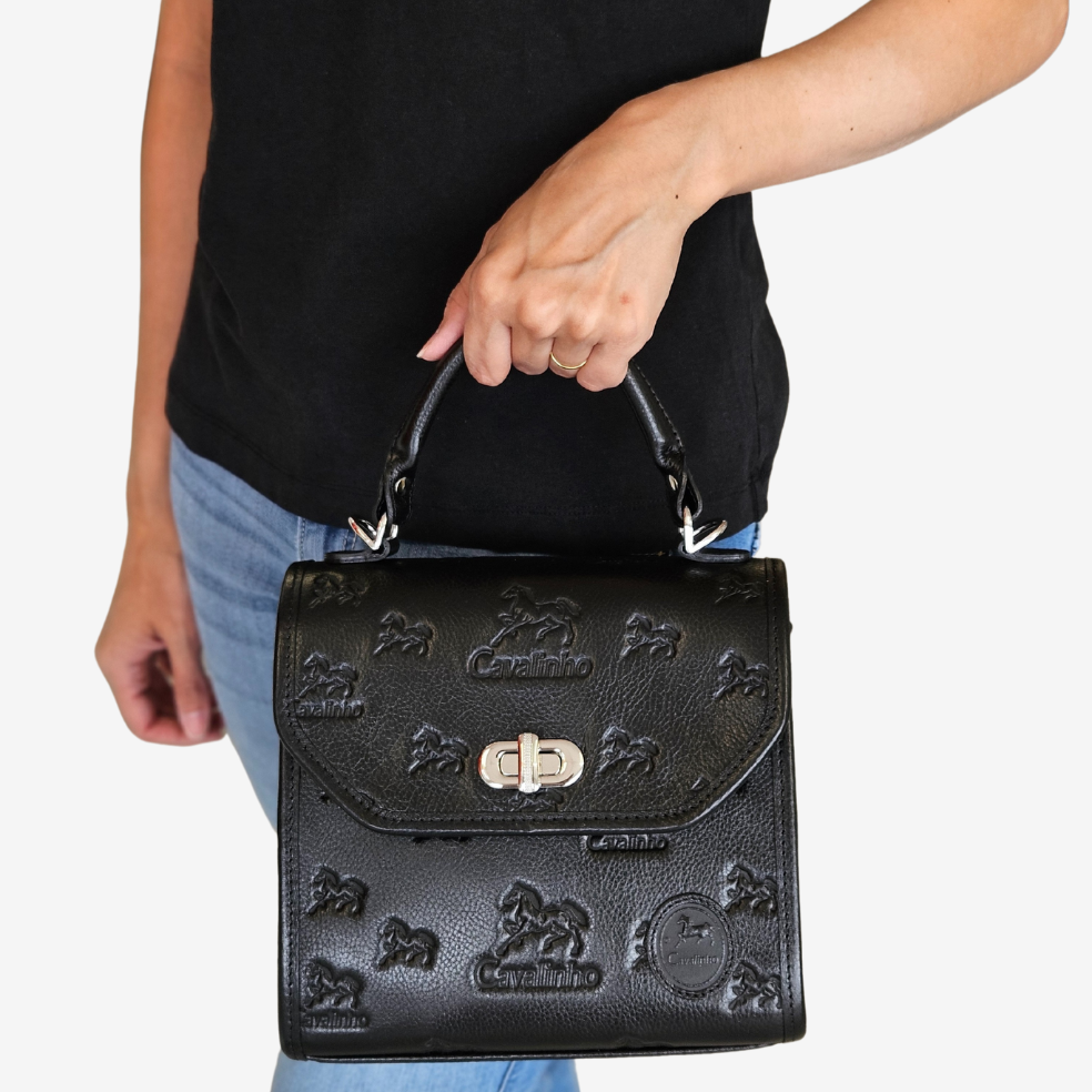 Cavalinho Cavalo Lusitano Leather Handbag SKU 18090518.01 #color_black