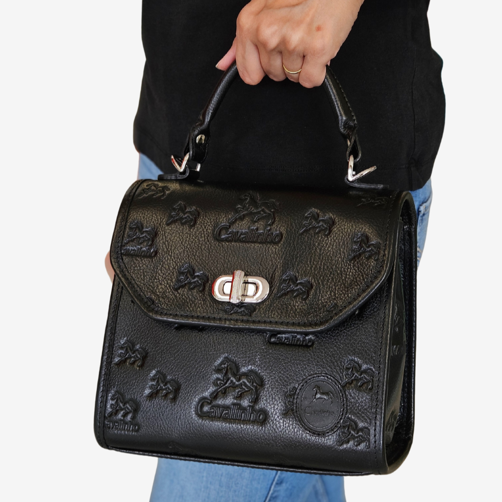 Cavalinho Cavalo Lusitano Leather Handbag SKU 18090518.01 #color_black