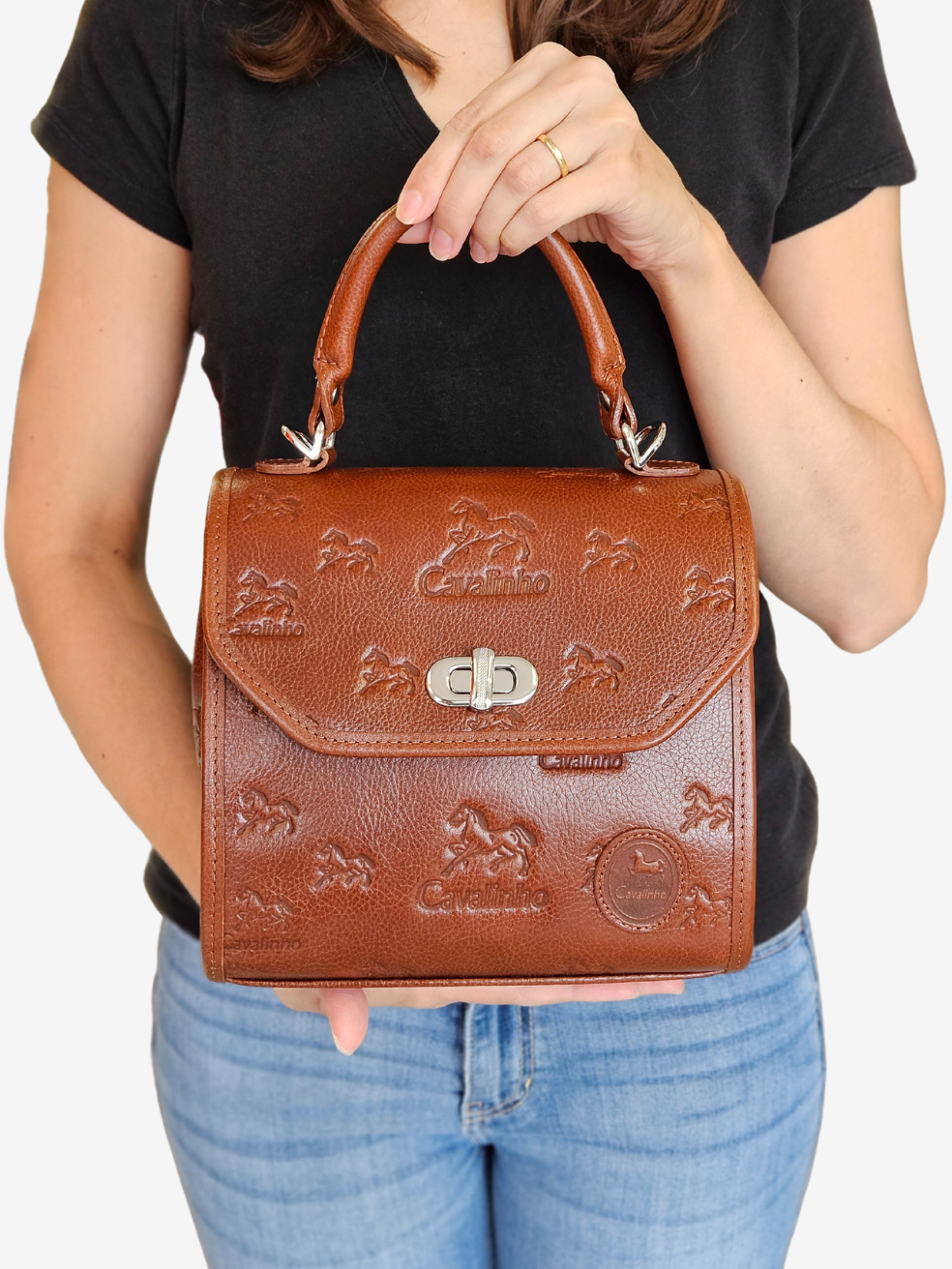 Cavalinho Cavalo Lusitano Leather Handbag SKU 18090518.13 #color_saddlebrown