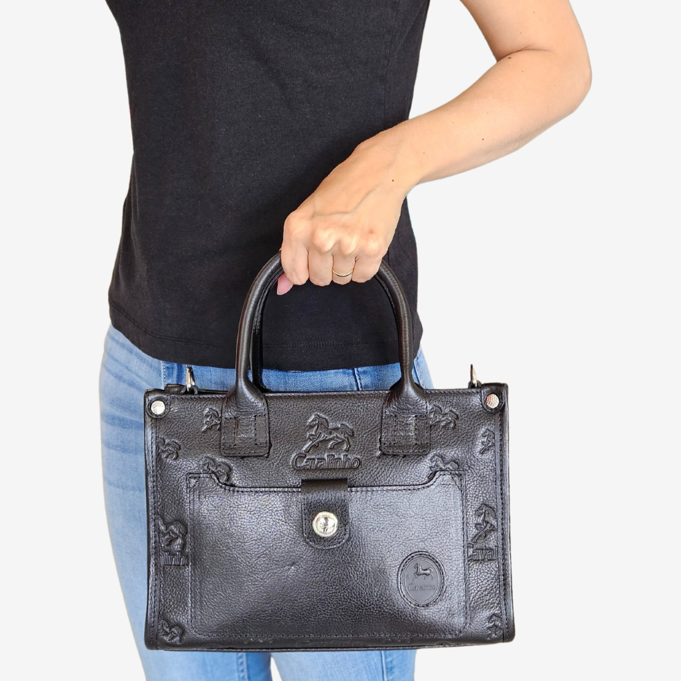 Cavalinho Cavalo Lusitano Leather Handbag SKU 18090524.01 #color_black