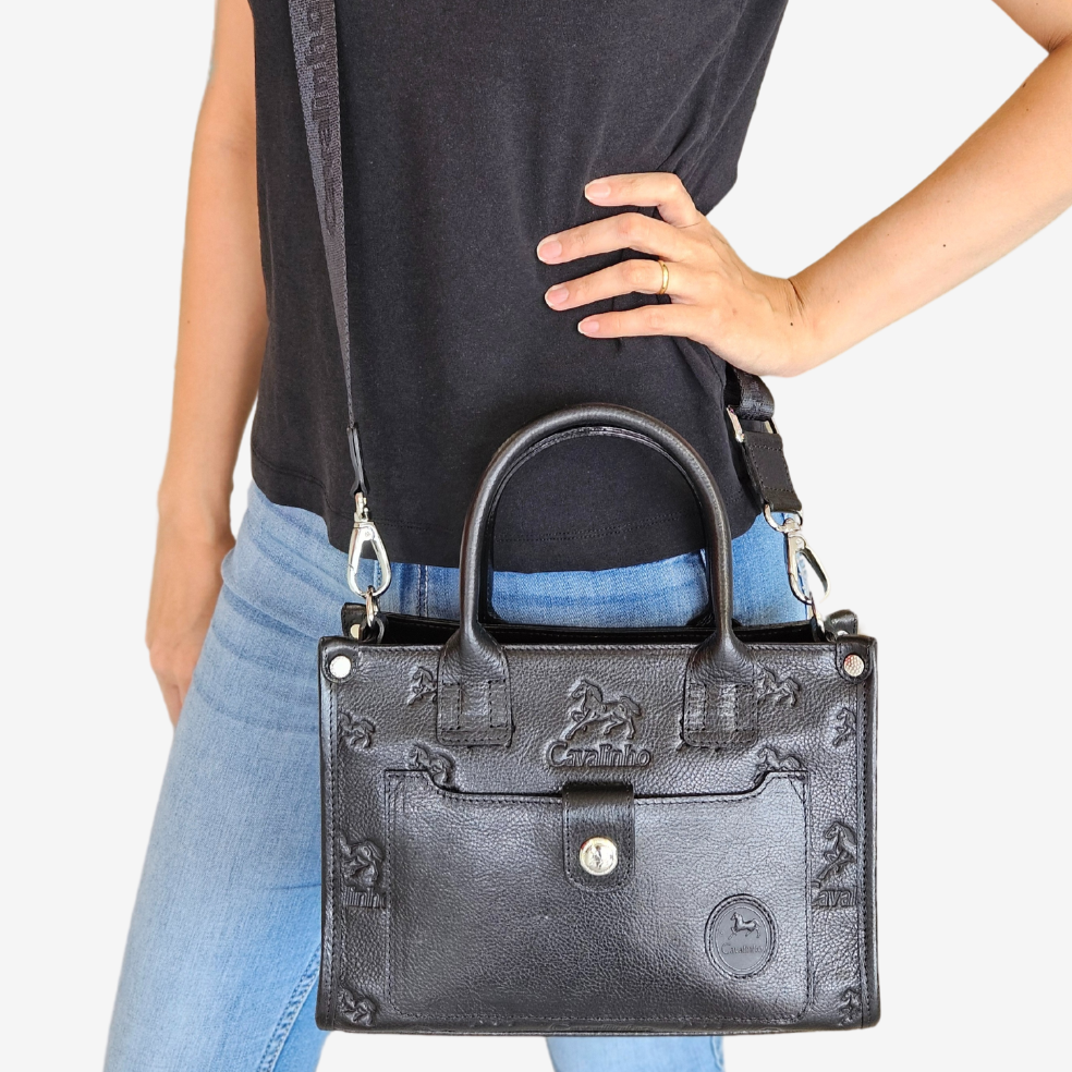 Cavalinho Cavalo Lusitano Leather Handbag SKU 18090524.01 #color_black
