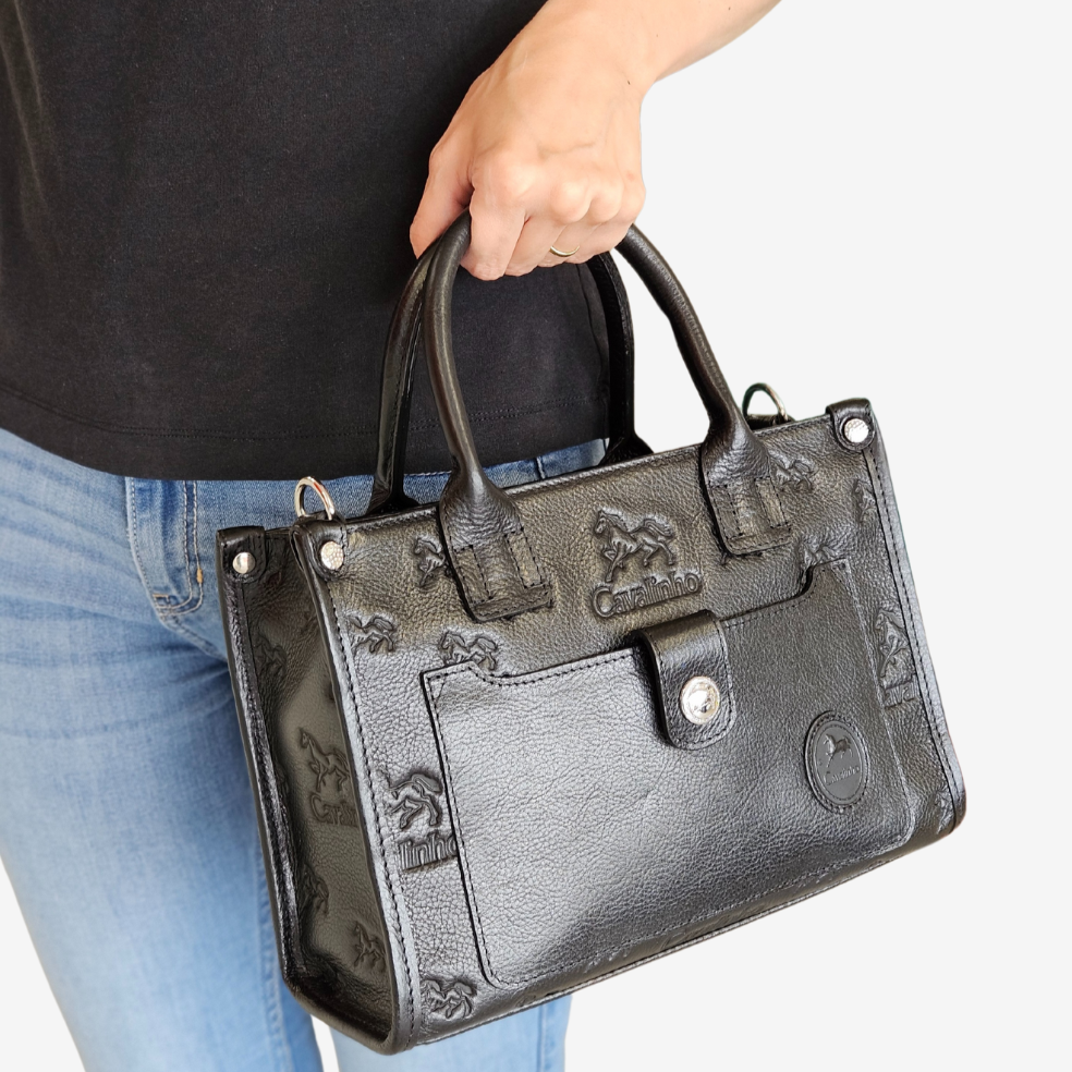Cavalinho Cavalo Lusitano Leather Handbag SKU 18090524.01 #color_black
