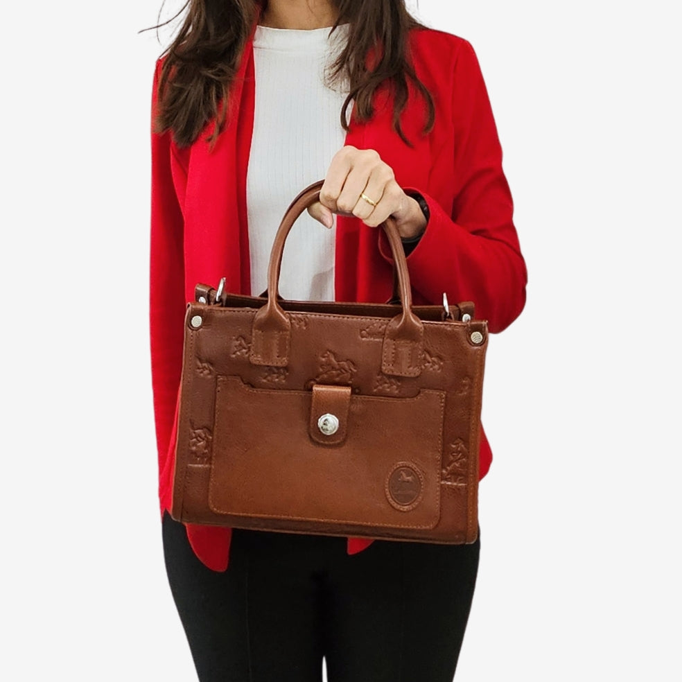Cavalinho Cavalo Lusitano Leather Handbag SKU 18090524.13 #color_saddlebrown