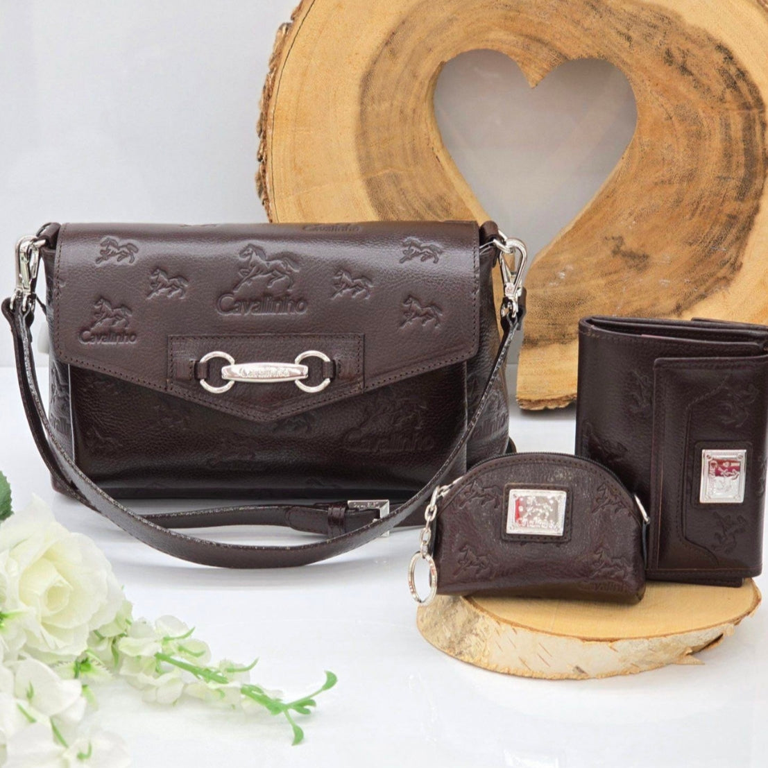 Cavalinho Cavalo Lusitano 3 in 1: Leather Clutch, Handbag or Crossbody Bag SKU 18090546.02 #color_brown