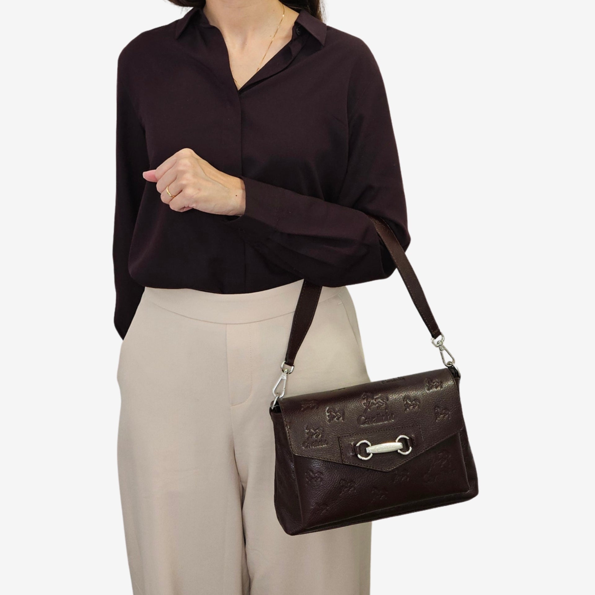 Cavalinho Cavalo Lusitano Leather Clutch, Handbag or Crossbody Bag SKU 18090546.02 #color_brown