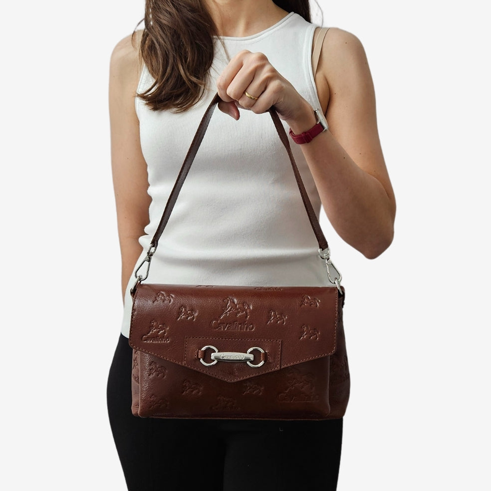 Cavalinho Cavalo Lusitano 3 in 1: Leather Clutch, Handbag or Crossbody Bag SKU 18090546.13 #color_saddlebrown