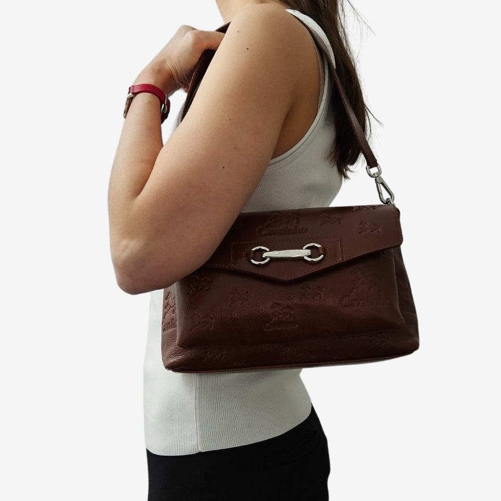 Cavalinho Cavalo Lusitano 3 in 1: Leather Clutch, Handbag or Crossbody Bag SKU 18090546.13 #color_saddlebrown, brown, black
