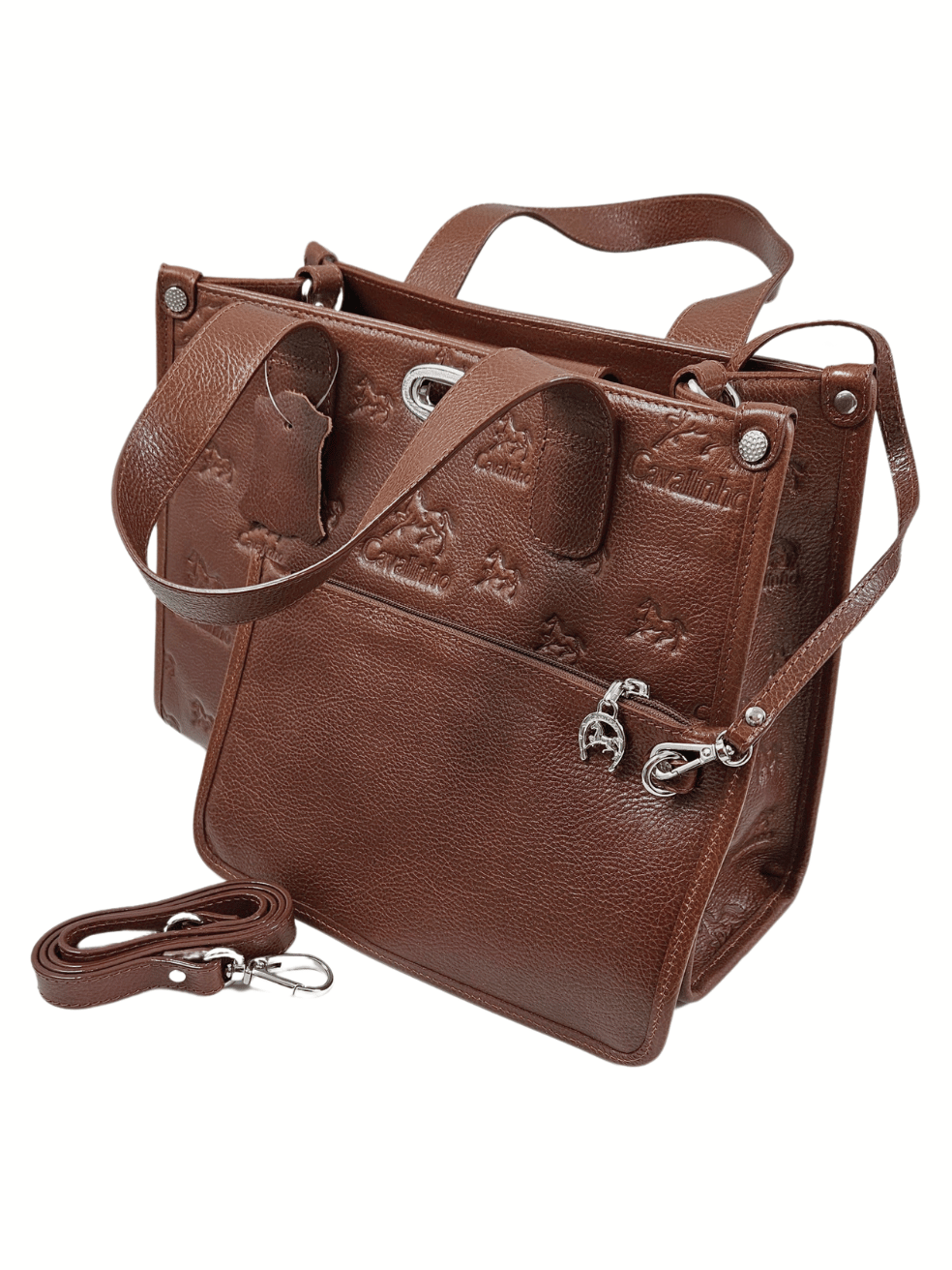 Cavalinho Cavalo Lusitano Leather Handbag SKU 18090551.13 #color_saddlebrown, black, brown