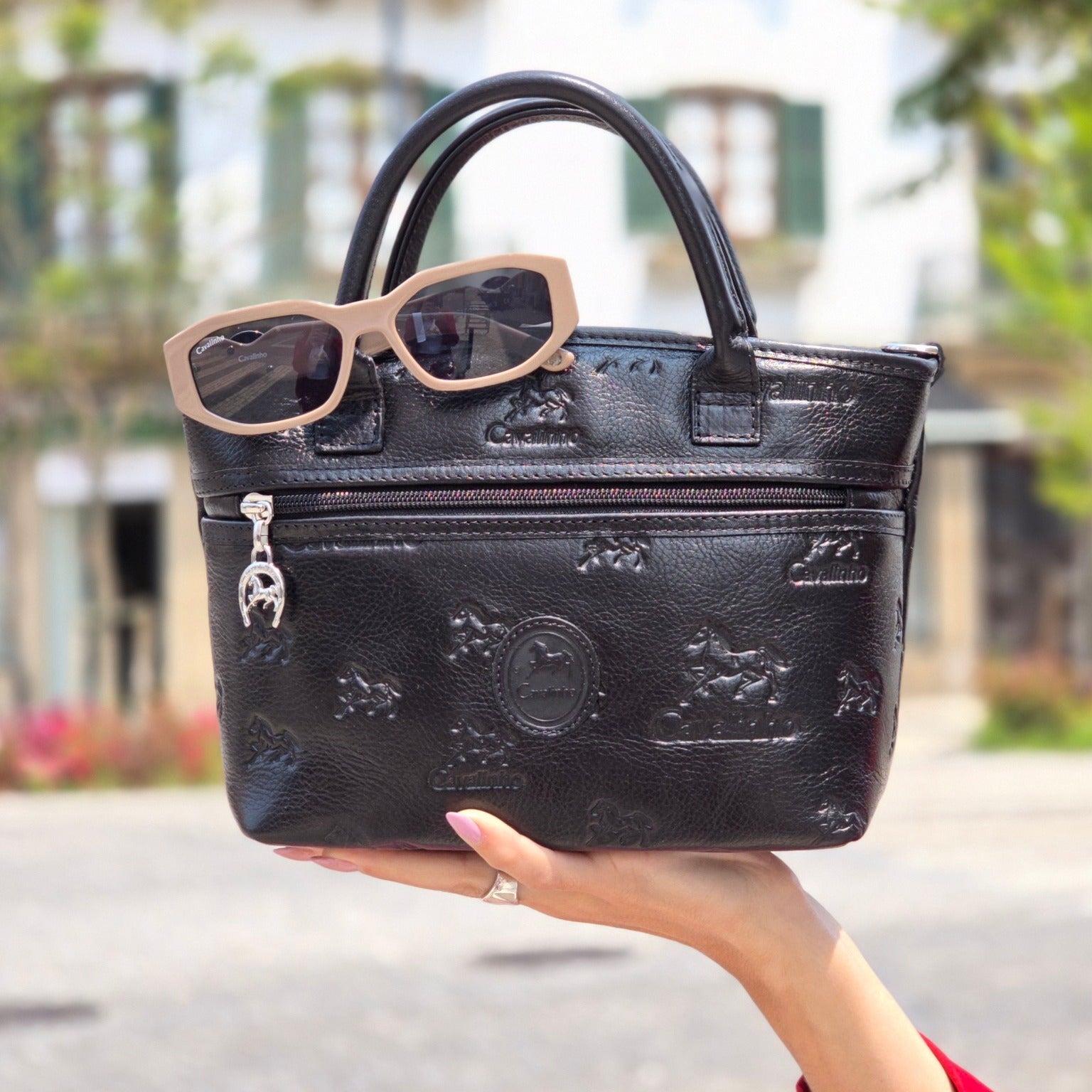 Cavalinho Cavalo Lustitano Mini Leather Handbag SKU 18090572.01 #color_black