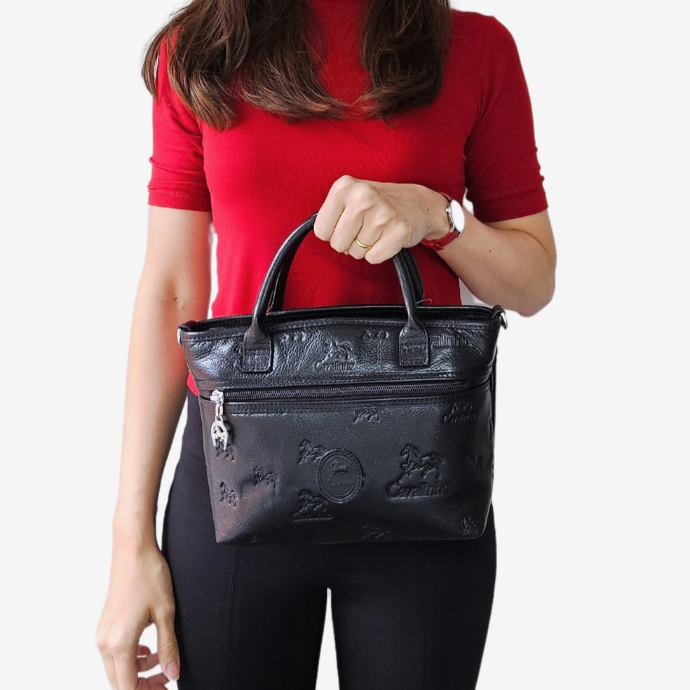 Cavalinho Cavalo Lustitano Mini Leather Handbag SKU 18090572.01 #color_black
