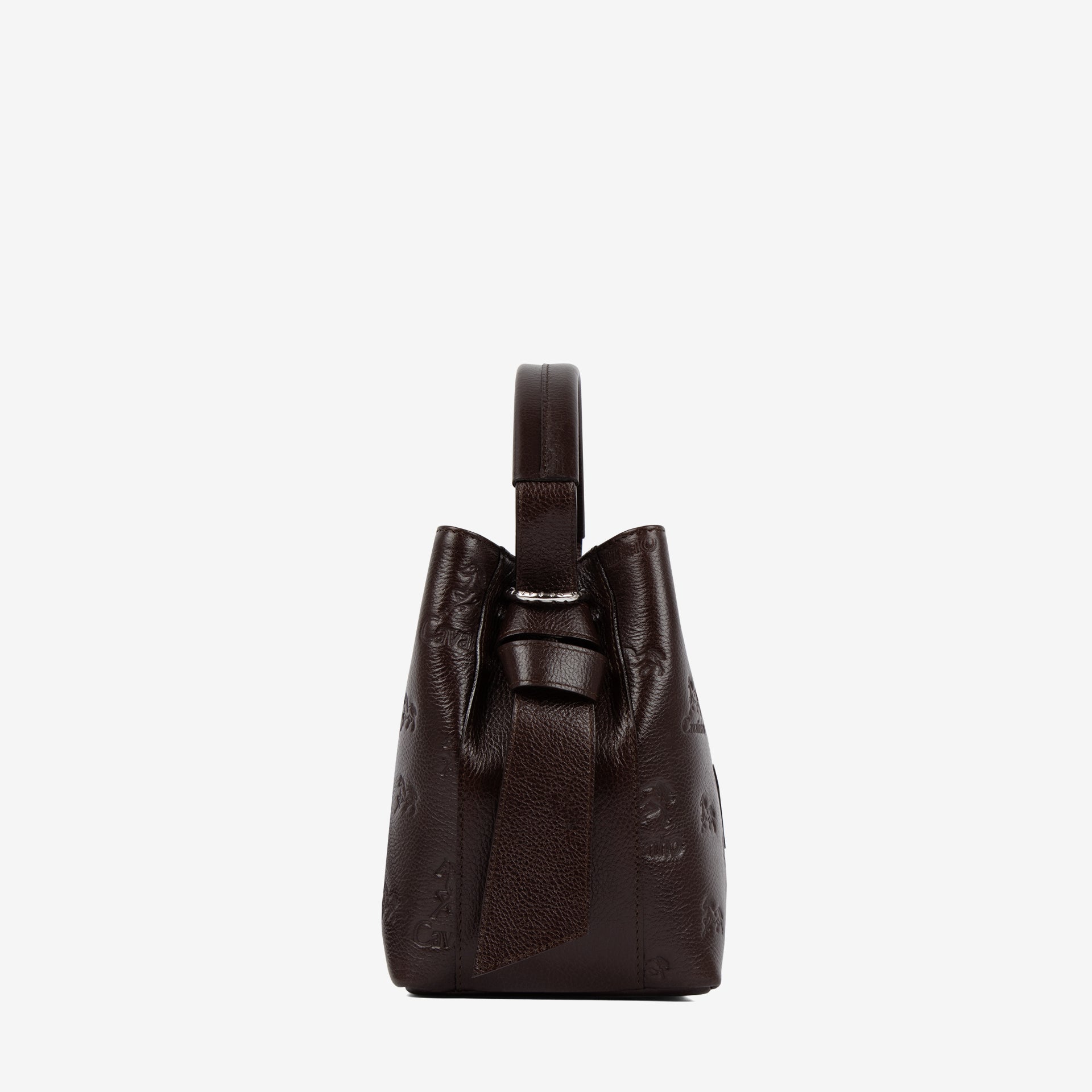 Cavalinho Cavalo Lusitano Brown Leather Bucket Bag SKU 18090591.02 #color_brown