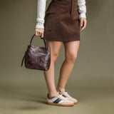 Cavalinho Cavalo Lusitano Brown Leather Bucket Bag SKU 18090591.02 #color_brown, black, saddlebrown