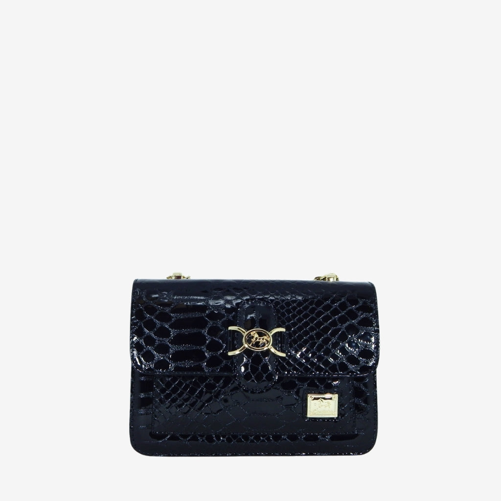 Cavalinho Gallop Black Patent Leather Shoulder Bag SKU 18170471.01 #color_black