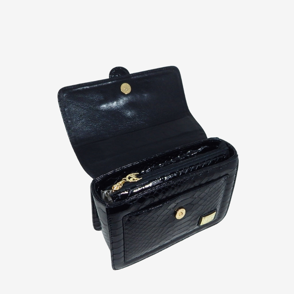 Cavalinho Gallop Black Patent Leather Shoulder Bag SKU 18170471.01 #color_black