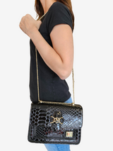Cavalinho Gallop Patent Leather Shoulder Bag SKU 18170471.01 #color_black