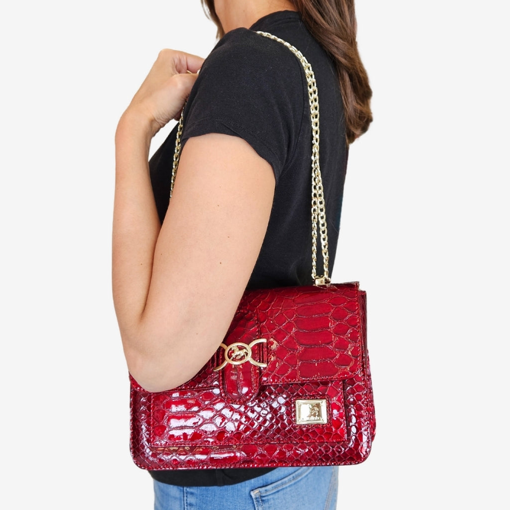 Cavalinho Gallop Red Patent Leather Shoulder Bag SKU 18170471.04 #color_red