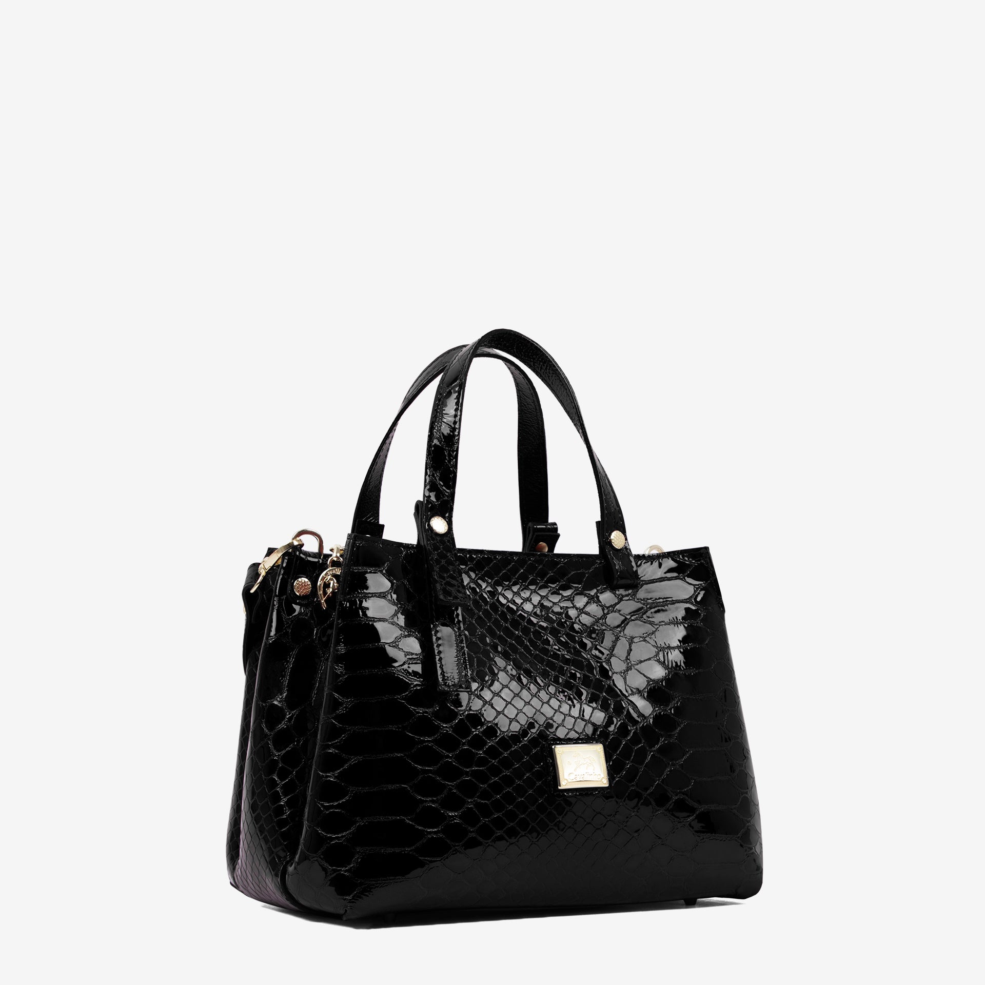 Cavalinho Gallop Black Patent Leather Handbag SKU 18170490.01 #color_black