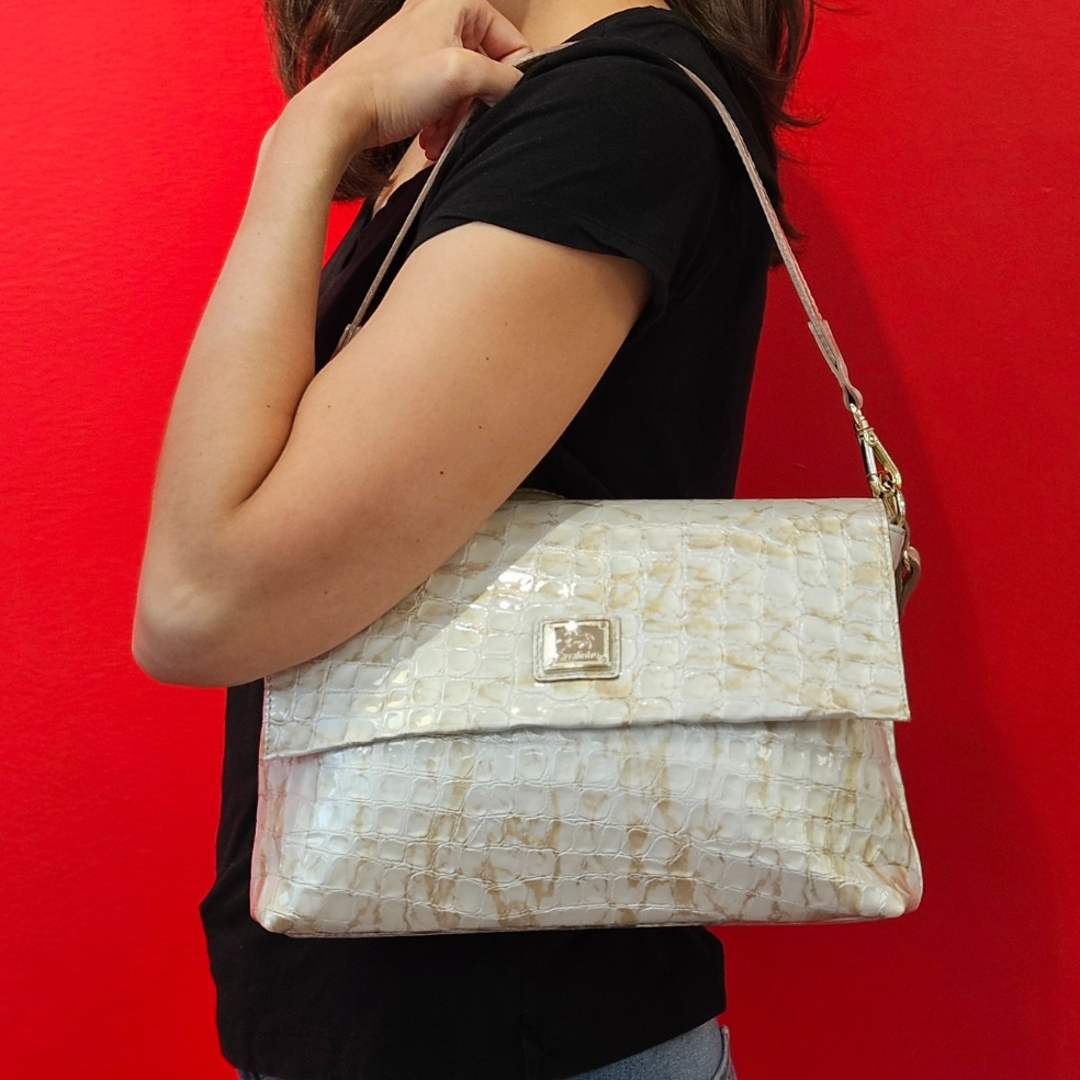 Cavalinho Gallop 3 in 1: Patent Leather Clutch, Handbag or Crossbody Bag SKU 18170509.31 #color_beige / white