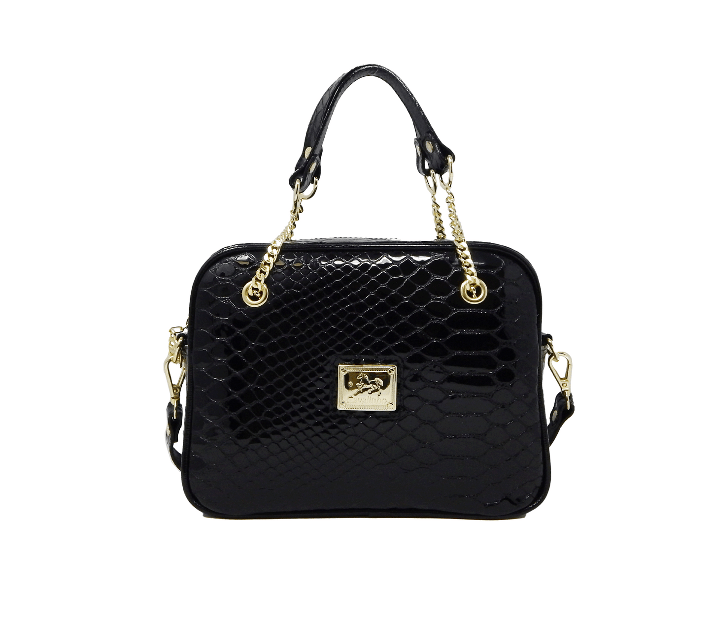 #color_ Black | Cavalinho Gallop Patent Leather Handbag - Black - 18170512.01_1